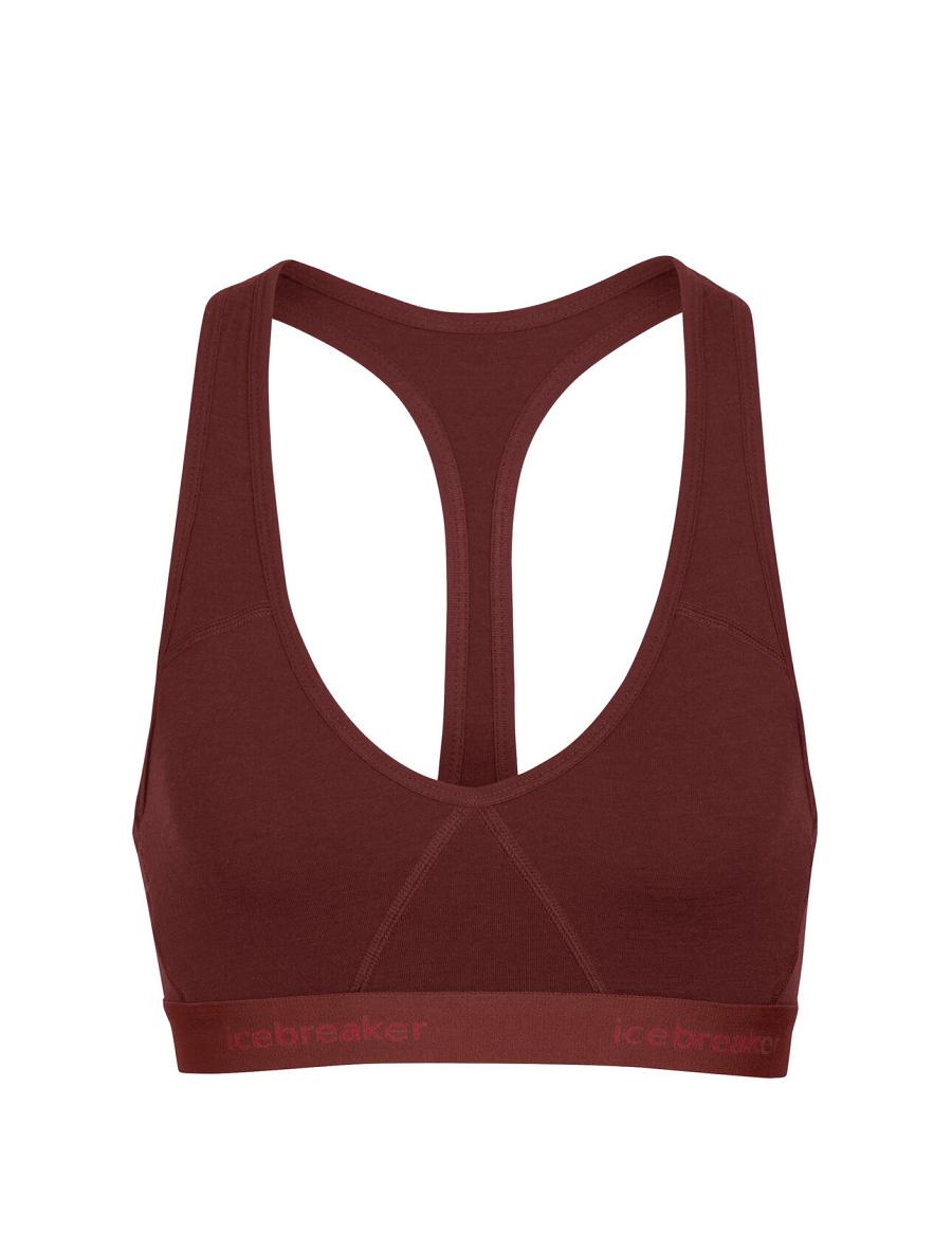 Women's Icebreaker Merino Sprite Racerback Bras Espresso | CA 1134MQZA